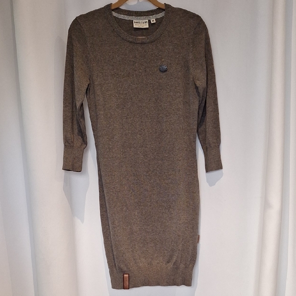 Naketano Dresses & Skirts - Naketano Brave New World Heather Brown Sweater Dress Size M